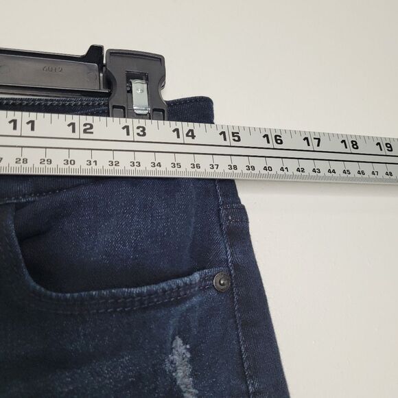 M1858 High Rise Alice Ankle Frayed Ripped Skinny Jean Dark Wash Size 10 - Picture 5 of 7